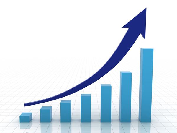 Blue arrow on cart going upward