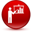 Presentation icon on shiny red circle button.