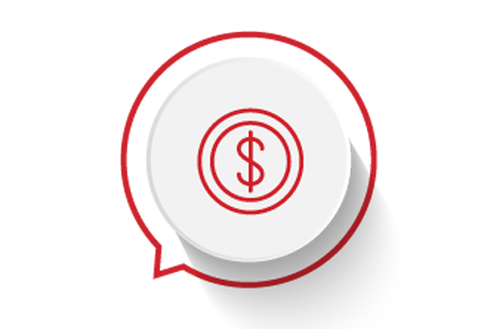 A red icon showing a dollar sign inside a red circle on a white background