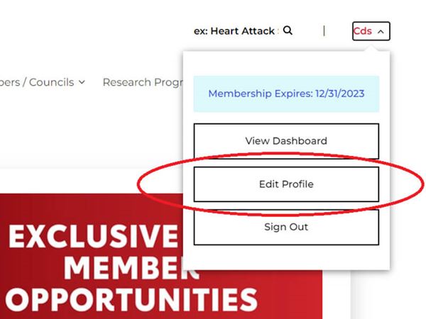 Click on Profile Name and Edit Profile Circled Image