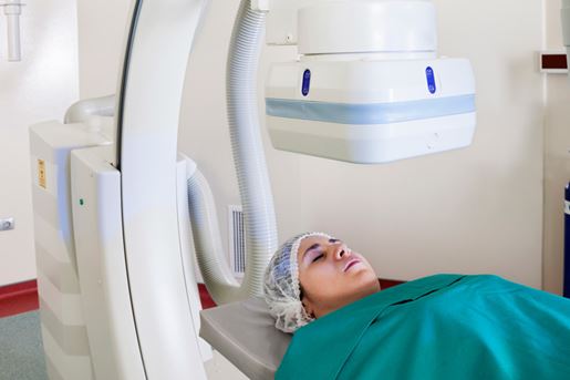 Female patient having angiography operation
