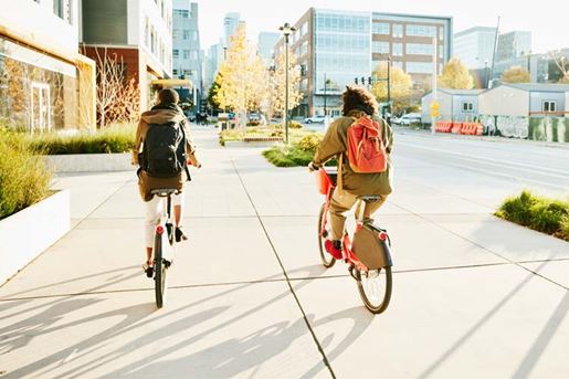 commuting to work on electric bike