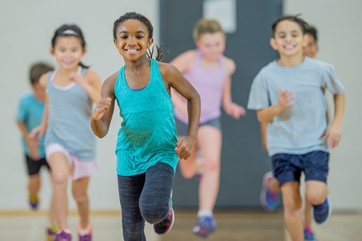 A group of children running