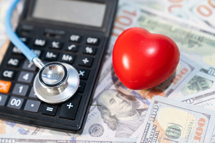 Medical expenses, heart disease, health insurance concept image