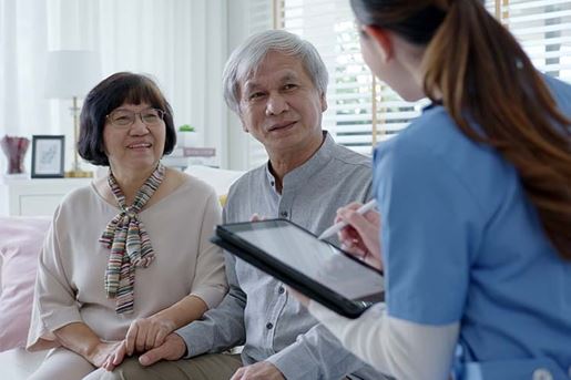 nurse consulting couple