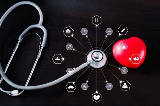 red heart and icon medical network