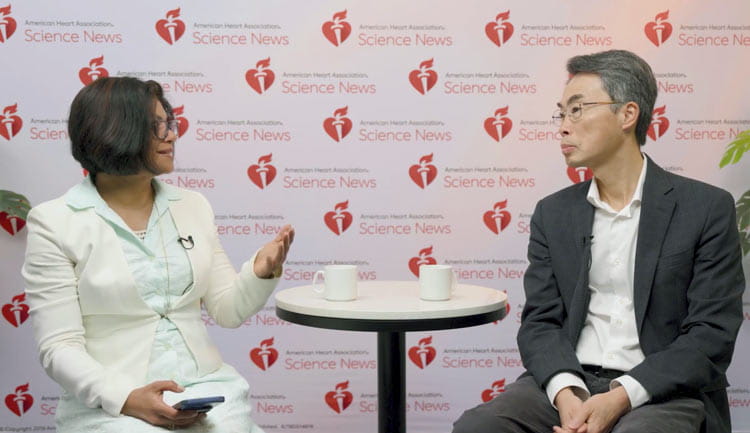 A still frame from an interview with past AHA president Joe Wu, MD, PhD, about his talk called "Stem Cells, Genomics, and AI for Drug Discovery."