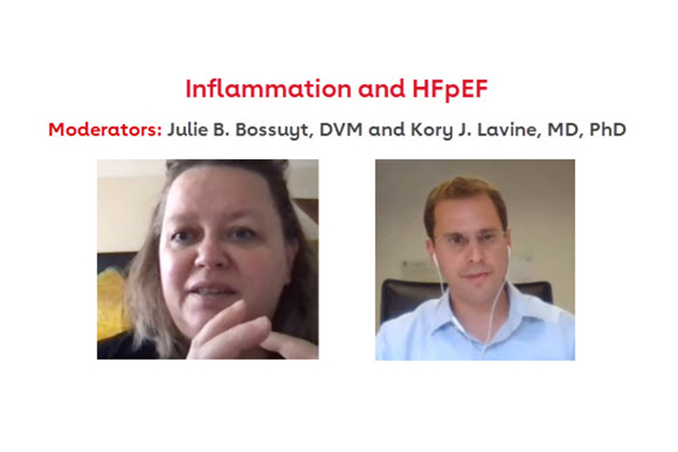 Moderators Julie B. Bossuyt, DVM and Kory J. Lavine, MD, PhD in the Moderated Poster Session: Inflammation and HFpEF.