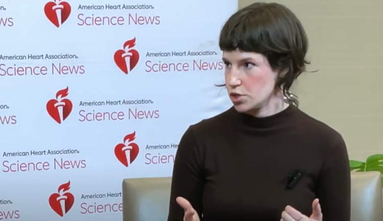 A still frame from a video interview of 2025 Stamler Award Winner Tess Peterson, PhD, MPH.