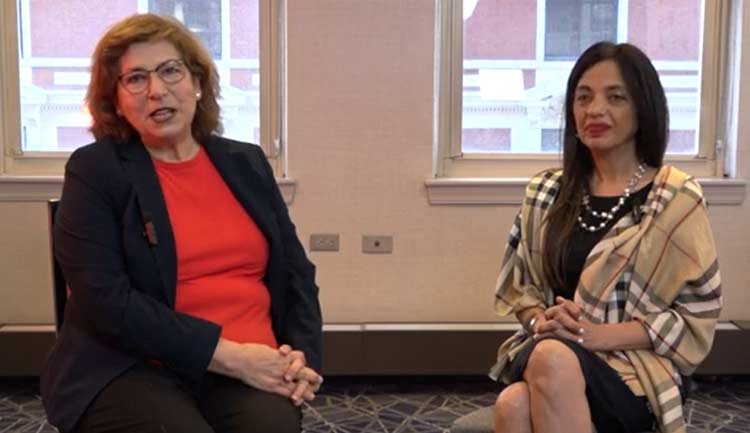 A still frame from a video interview featuring Anastasia Mihailidou, PhD, FAHA, and interview subject Tazeen Hasan Jafar, MD, MPH .