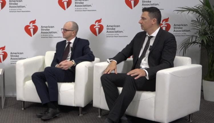 A thumbnail image from a video interview with Marios Psychogios and Urs Fischer on DISTAL results at ISC25.