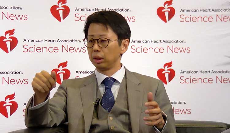 A still frame from a video discussing results of AI-ECHO at #AHA24 in Chicago, Illinois